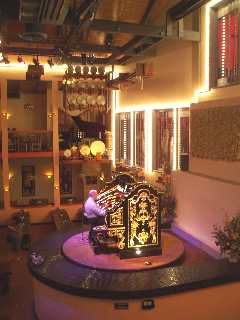 View of organ console from side