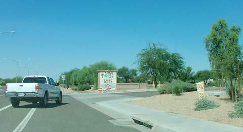 Driveway to the Mesa Marketplace